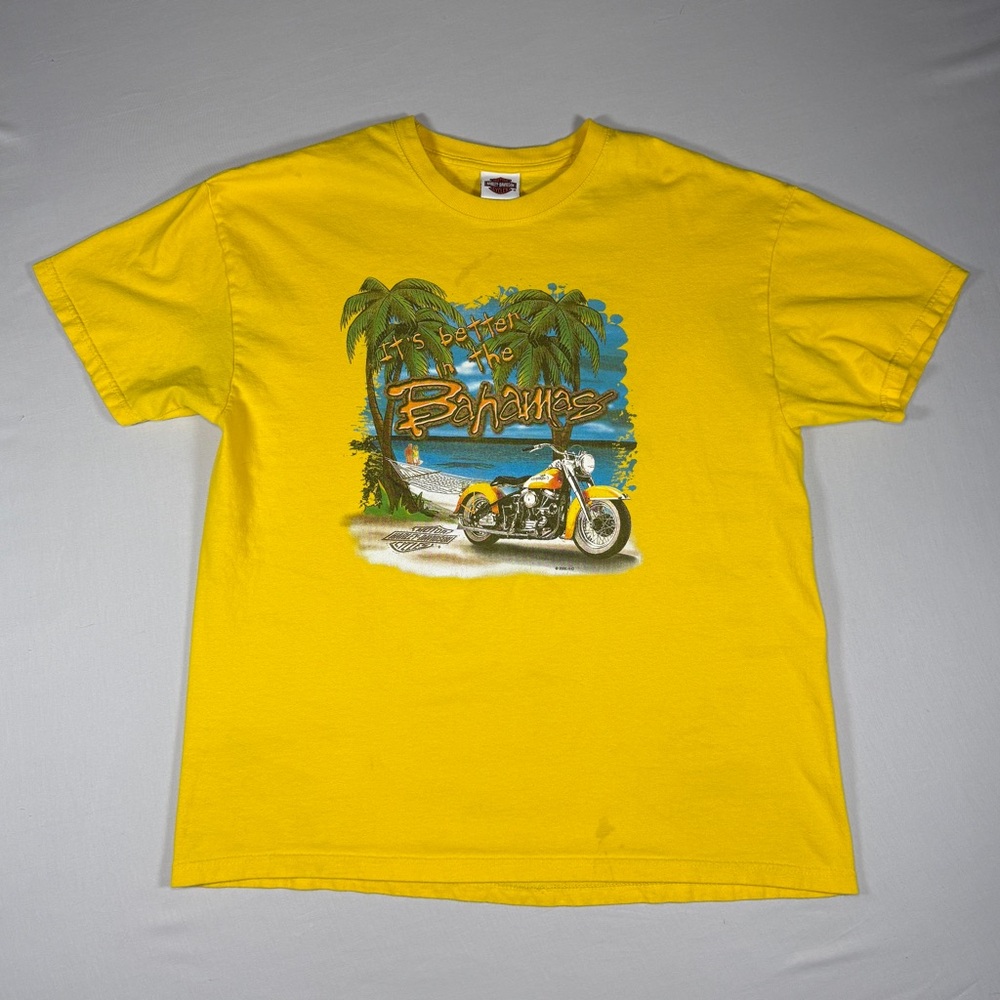 VINTAGE HARLEY-DAVIDSON Nassau Bahamas Tee | 2000 | Yellow | Size XL